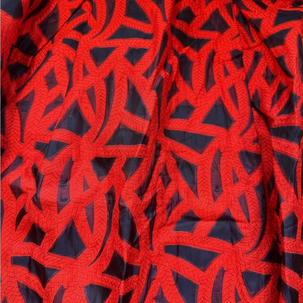 Anthropologie Eva Franco - Elegant Red and navy/ black-ish geometric a-Lin Skirt - Picture 3 of 5
